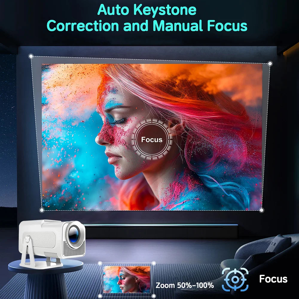 Portable Native 1080P Projector 390ANSI 4K Supports Android 11 180° Rotatable Dual Wifi6 Wireless 5.0 For Office