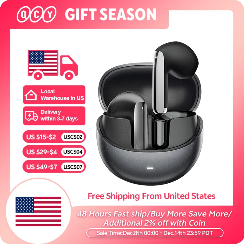 QCY HT10 AilyBuds Pro+ ANC Wireless Earphone Hi-Res Audio with LDAC Bluetooth 5.3 Earbuds 6 Mic AI HD Call Multipoint