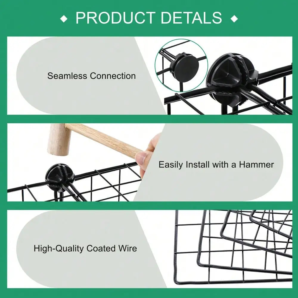 12-Cube Wire Cube Storage Organizer Shelving Wire Shelves Rack Modular Bookshelf - black / United States