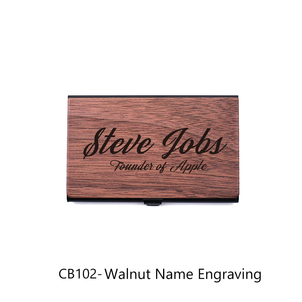 Custom Logo Wooden Business Card Holder - Personalized Wood & Metal Case for Professionals - Premium Quality - LOGO