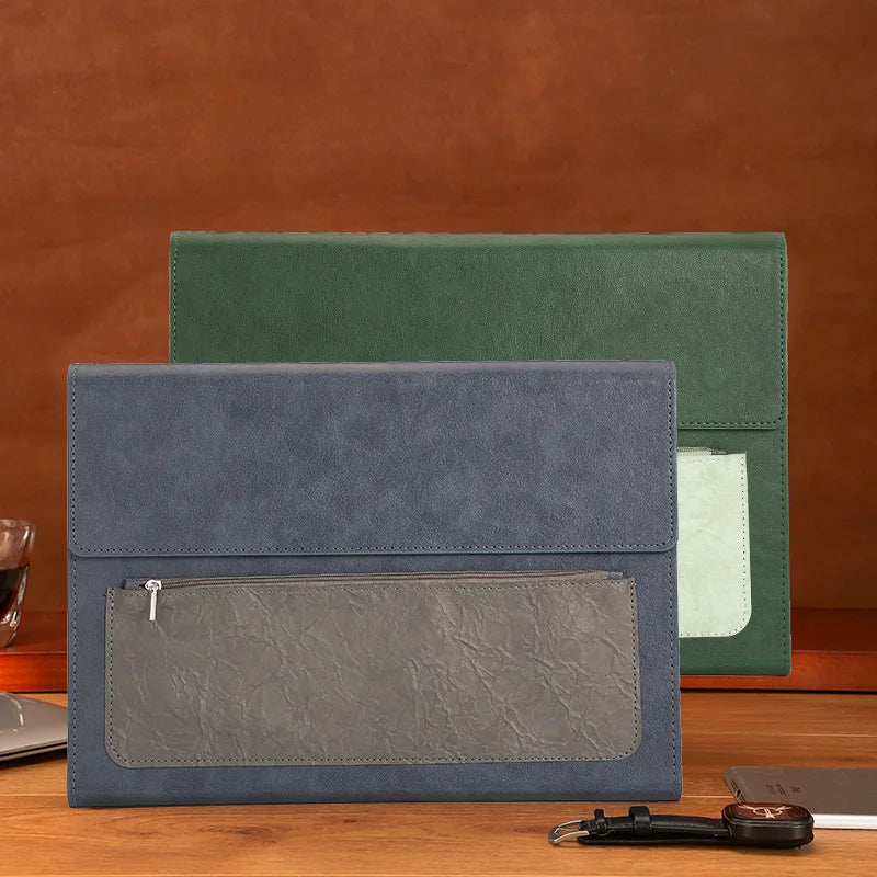 1PCS Leather A4 Document Bag Thickened File Folder Large Capacity Storage for Office Home