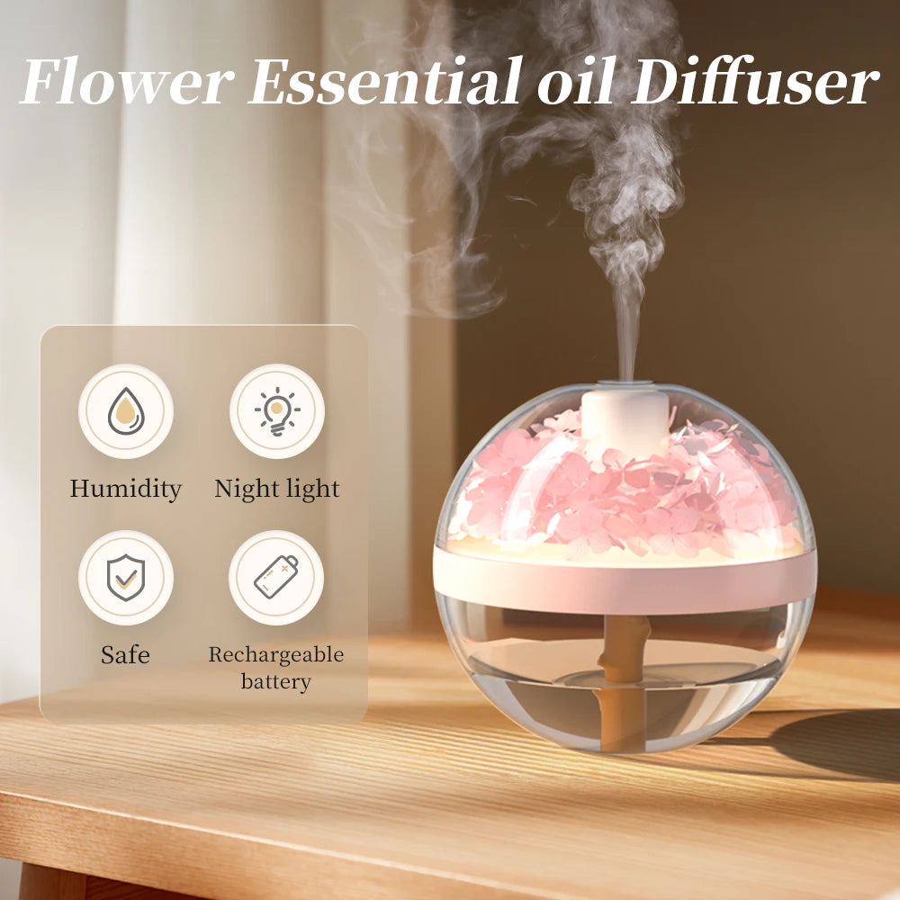 Aeon Flower Small Humidifier with 2 Mist Modes 270ml Cool Mist Large Tank For Home/Room/Office Portable Rechargeable