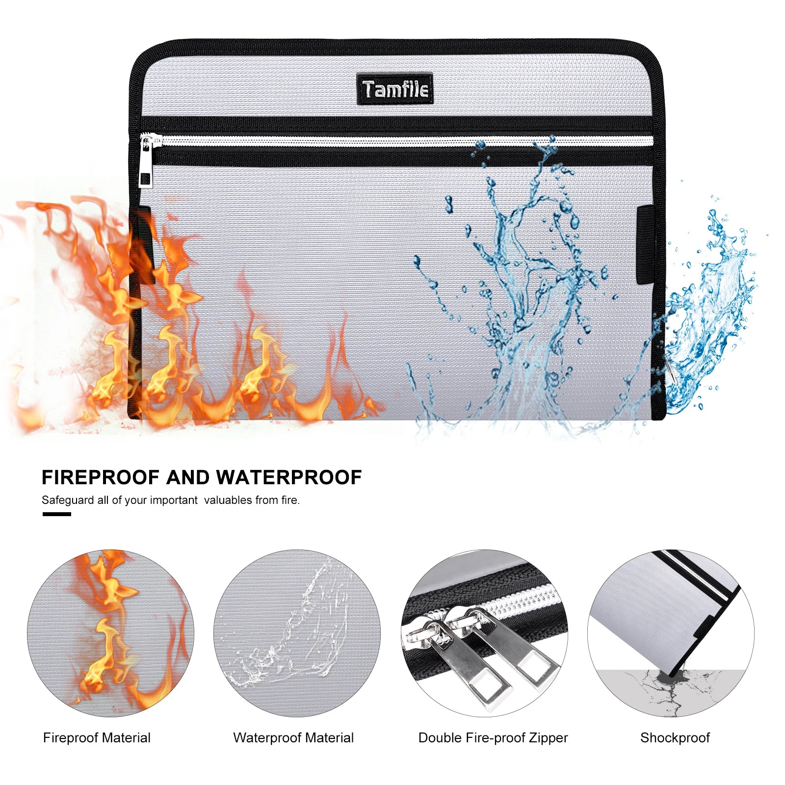 Fire Safe Water Resistant Accordion File Pocket Folder Expandable Filing Folder with 12-Page Organ Folder A4 Size 2