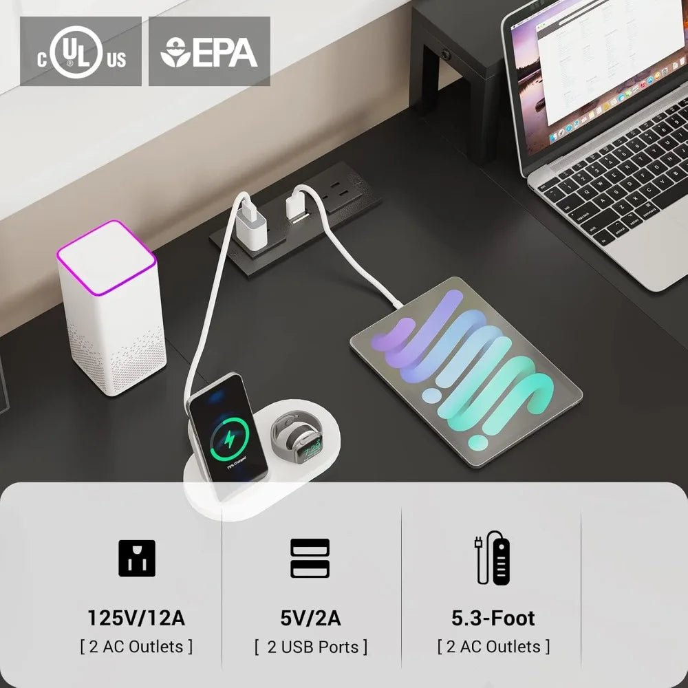 Two-Person Gaming Desk with Storage LED Lights Keyboard Tray Power Strip USB Ports Monitor Stand Ergonomic Design