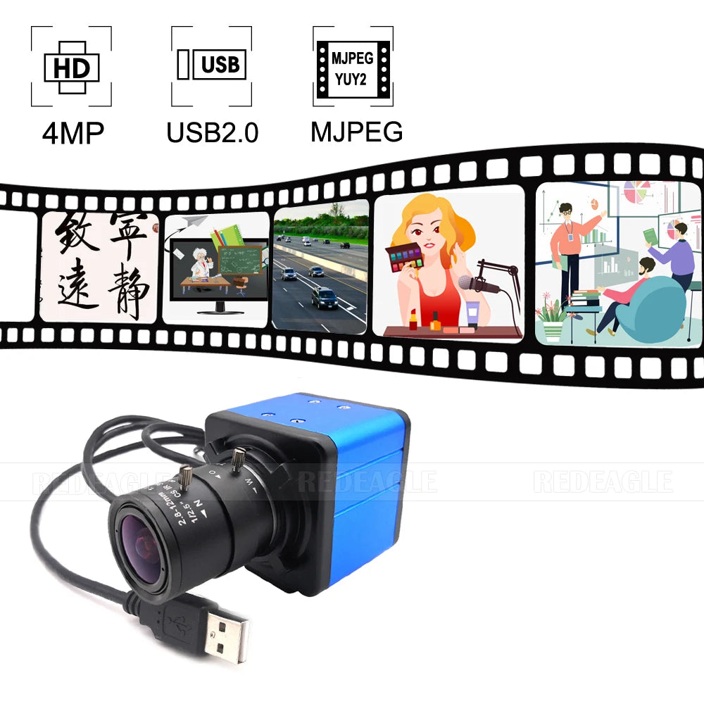 HD 4K 8MP IMX415 USB Webcam 2160P Live Streaming Usb Camera With 5-50mm CS Manual Zoom Lens UVC Plug and play