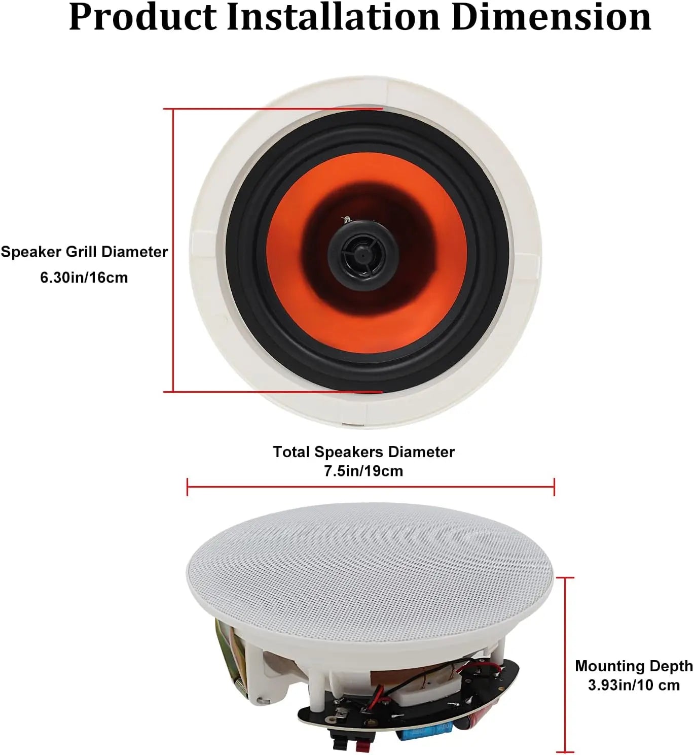 Herdio 4PCS 6.5’’ 600 Watts Bluetooth Ceiling Speakers Wired Home Recessed Speaker System Perfect For Indoor Kitchen