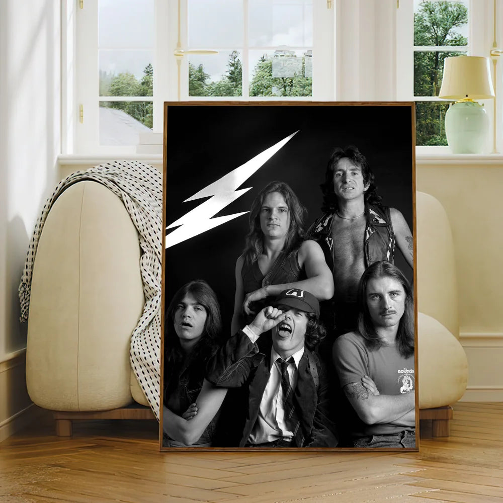 Band ACDC Music Poster Self Adhesive Painting Living Room Office Decoration Bedroom Home Wall Sticker Prints