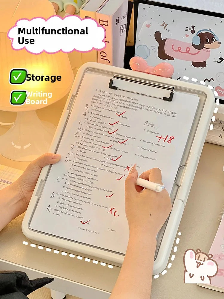 Simple Ins Sle Student Test Paper Storage Box Desktop Organizer Cute Cartoon Plastic File Cabinet Writing Desk Accory
