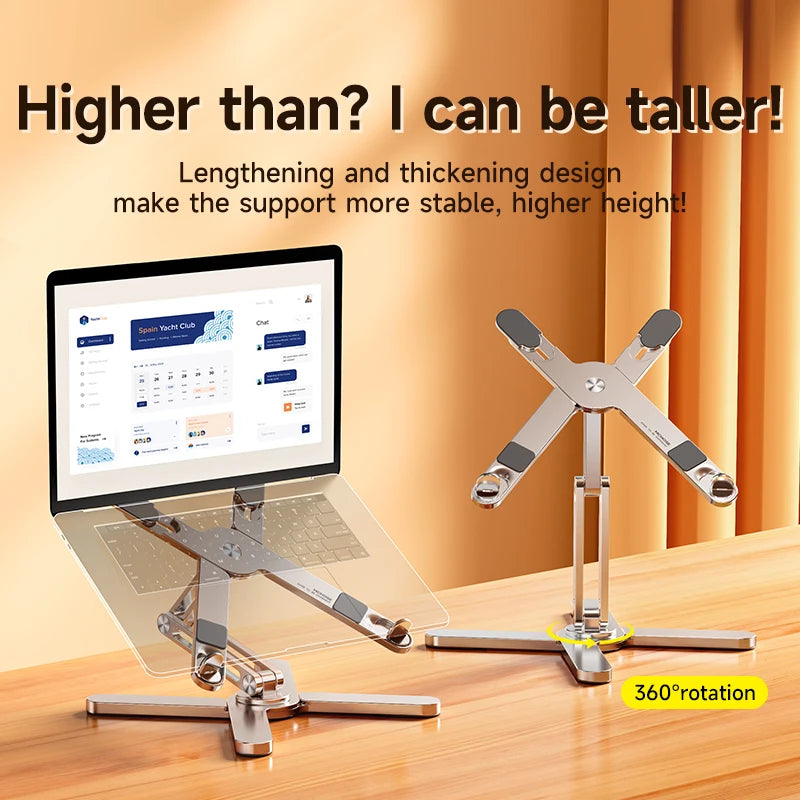 Foldable Laptop Stand 360°Rotation Notebook Table Aluminum Alloy Holder Portable Book Tablet Bracket with Heat