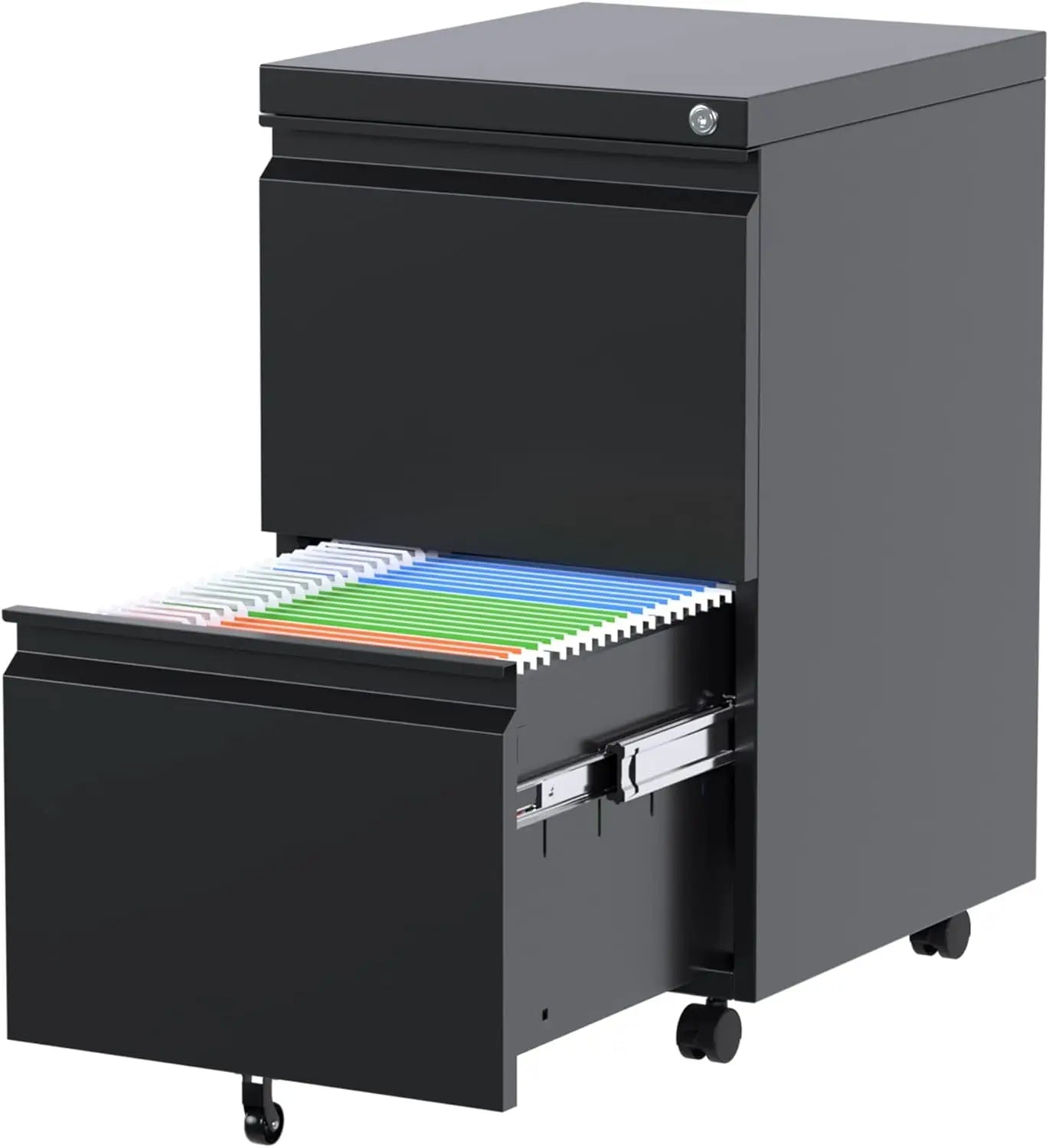 3 Drawer File Cabinet with Lock,Metal Filing Cabinet with Wheels for Home Office & Business Enterprise Legal/Letter