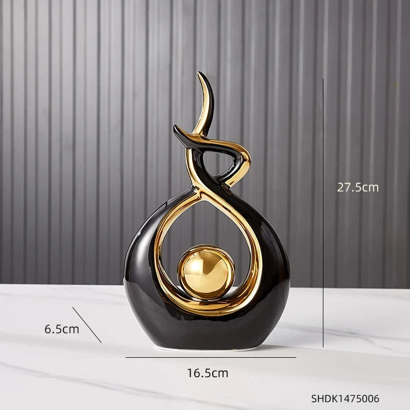 Nordic Home Decor Figurines for Interior Living Room Desk Ceramics Decoration Accessories Statue Sculpture Feng Shui