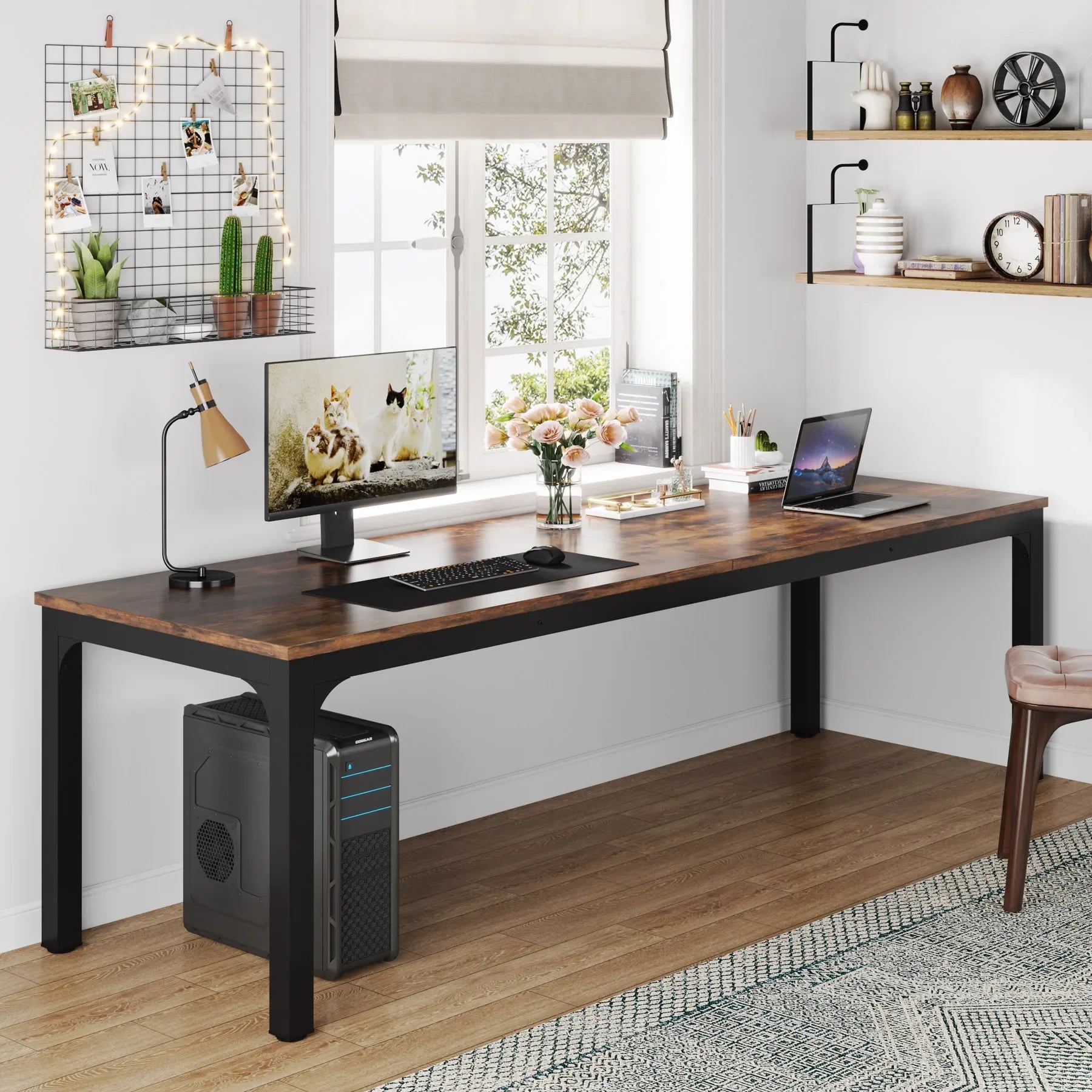 Tribesigns 78.7 Inches Extra Long Computer Desk 2 Person Desk Double Long Desk Workstaion for Home Office