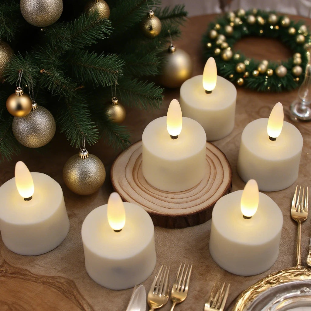Rechargeable LED Candles with Timer Remote Flameless Flickering 3D wick Tea Light Electronic Lighting Halloween