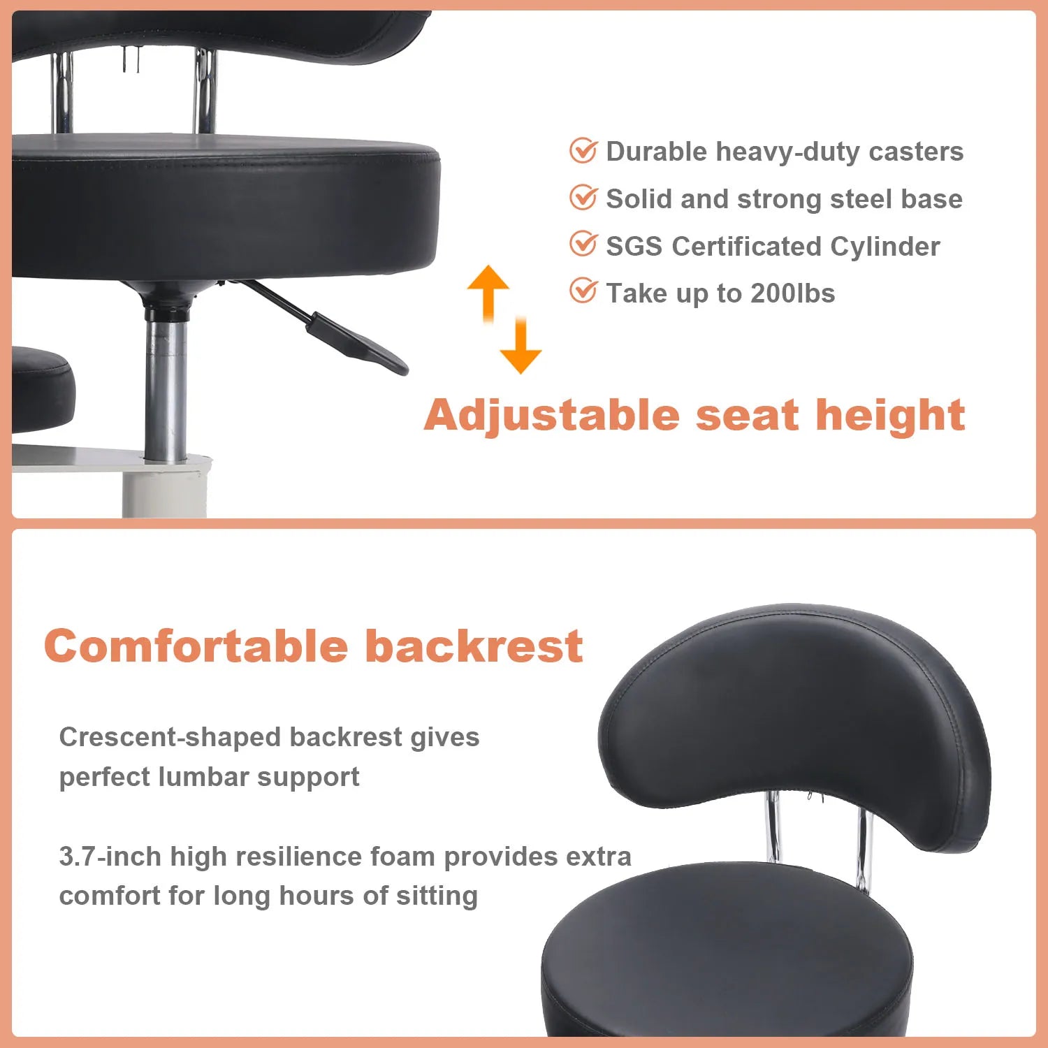 Cross Desk Chair with Lumbar Support and Height Adjustable,Desk Chair for Adults,Legged Office Chair with Wheels