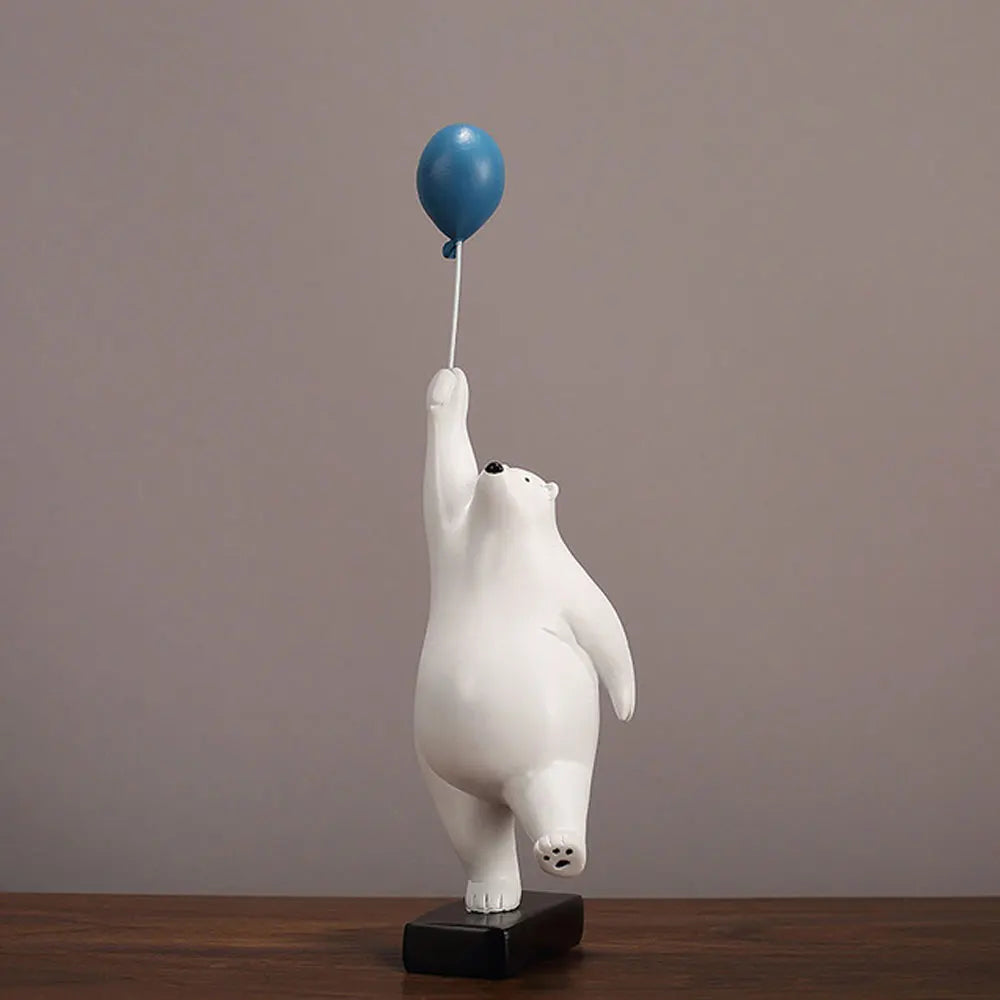 Resin Creative Balloon Polar Bear Home Decor Decoration Room Figurines For Interior Desk Accessories Kawaii Statue