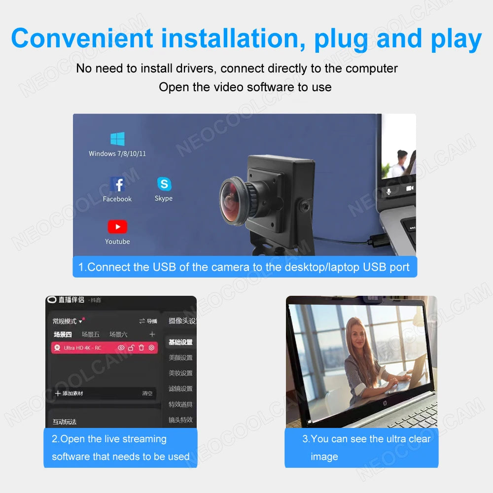 2K HD PC Webcam 2560x1440 Mjpeg Plug And Play Online Video Conferences Live Broadcasts UVC USB Computer Camera