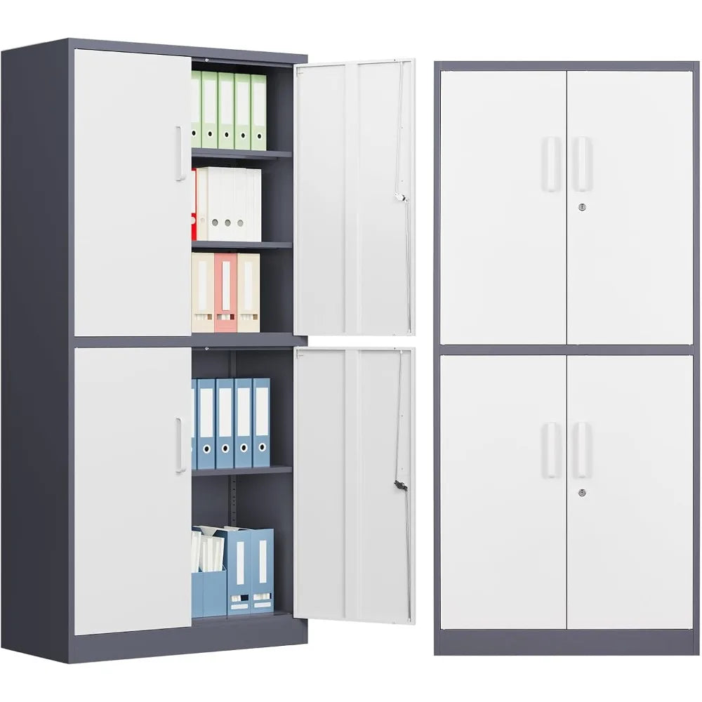 Metal Storage File Cabinet with 4 Doors Steel Storage Cabinet with Locking Doors and 5 Shelves for Home Office Hospital
