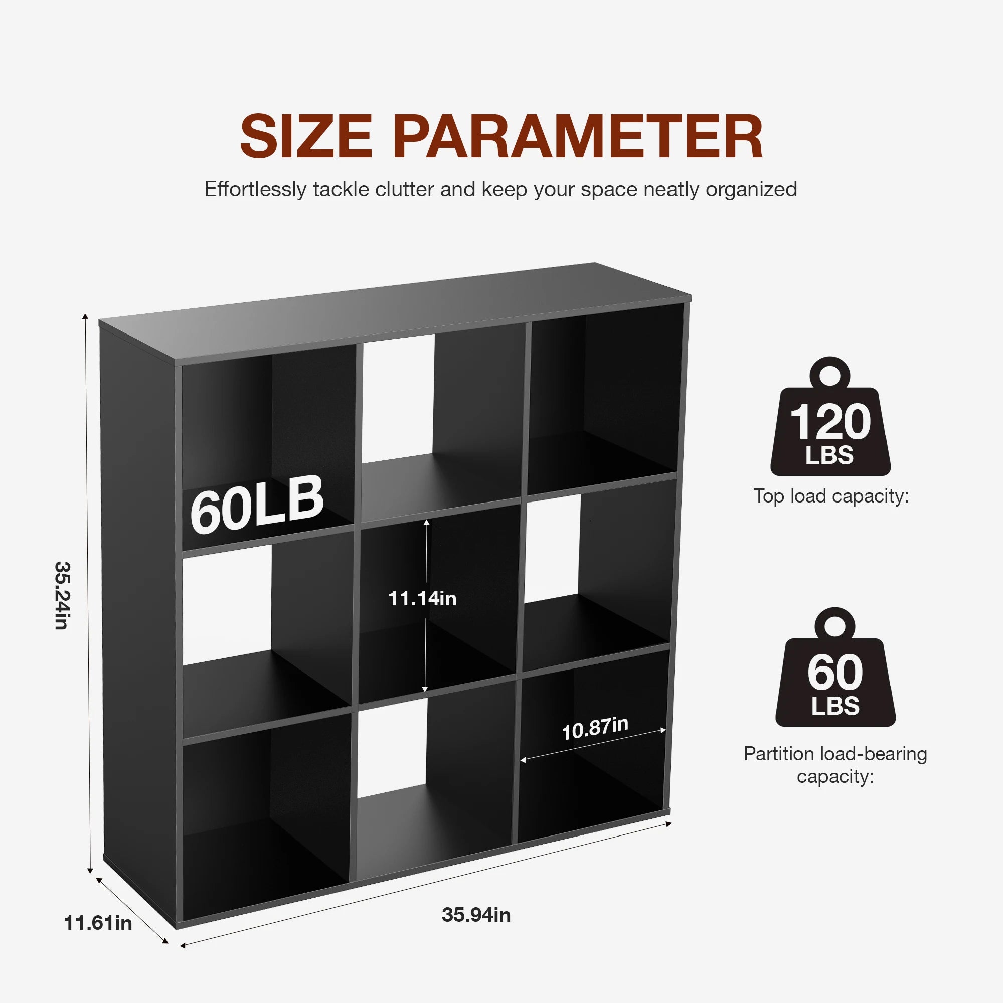 JHK 9 Cube Storage Organizer Wooden Shelf Bookcase Open Bookshelf for Living Room and Home Office Display Storage