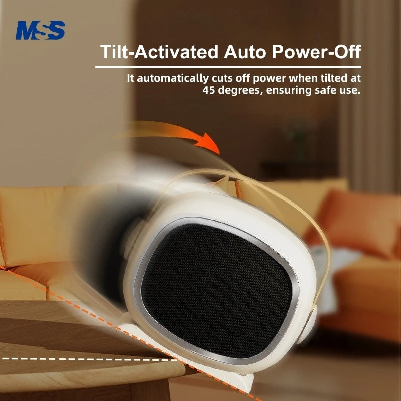 MSS 1200W PTC Ceramic Electric Heater - Fast Heating Air Warmer with Anti-Tip Over Home Office Winter Heating Appliance
