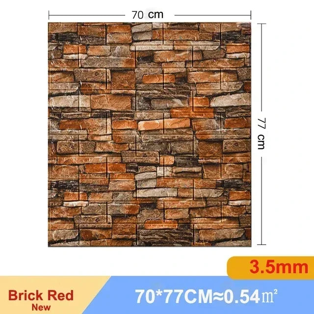 5/10pcs Foam 3D Wall Decor Sticker Waterproof Self-adhesive Brick Wallpaper DIY Living Room Wall Sticker Background