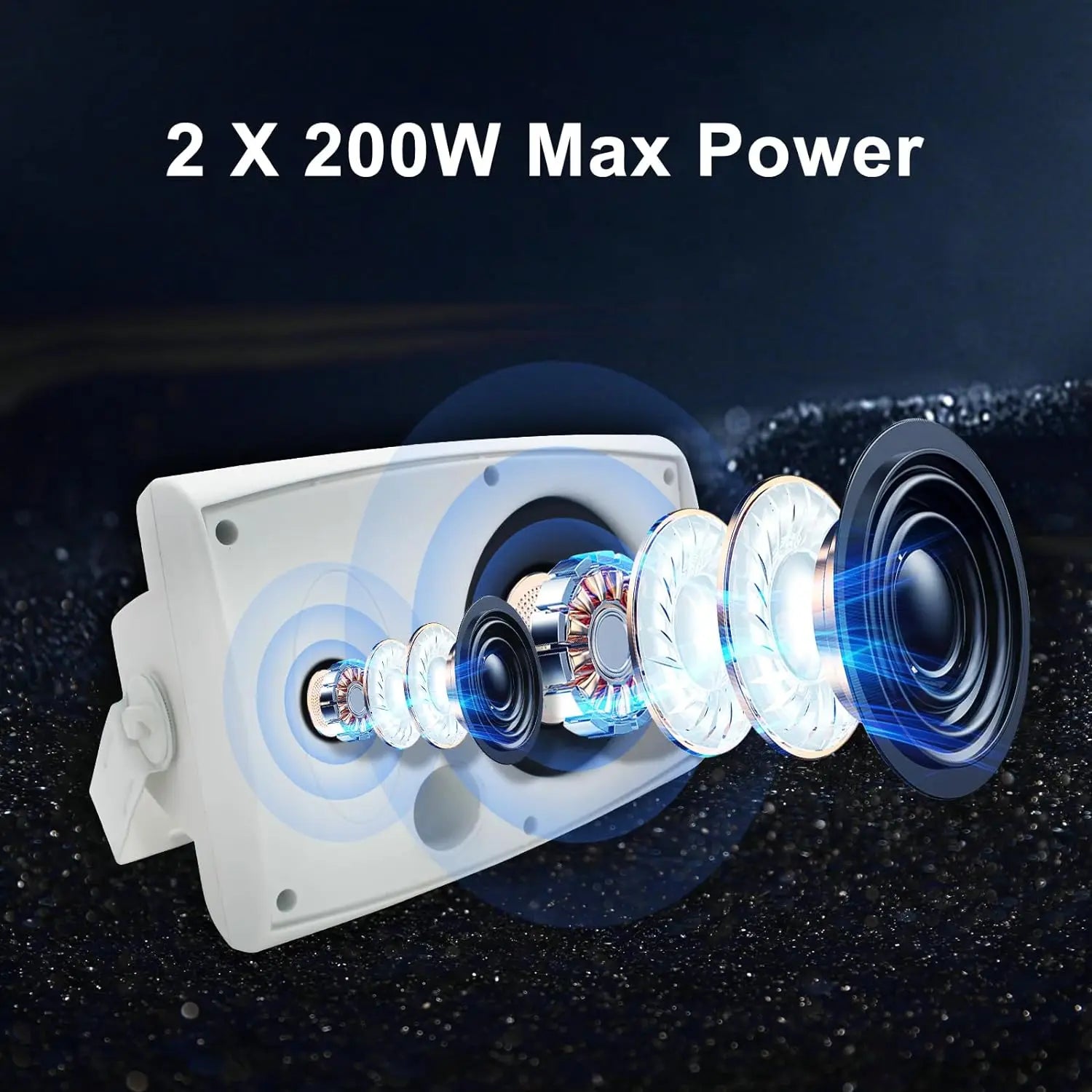 Herdio 2PCS 6.5‘’ 400W Outdoor Passive Speakers Wired Waterproof With Powerful Bass Wall Mount Speakers For Patio