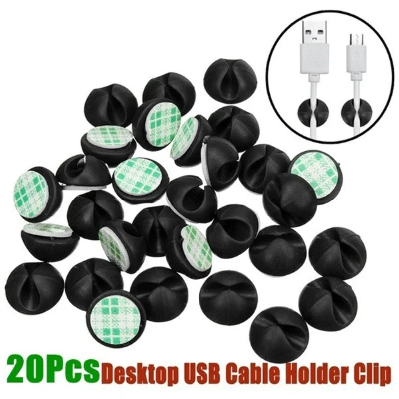 10/20Pcs Cable Clips Winder Silicone Cable Organizer Desktop Wire Storage Charger Cord Holder for Car USB Charging