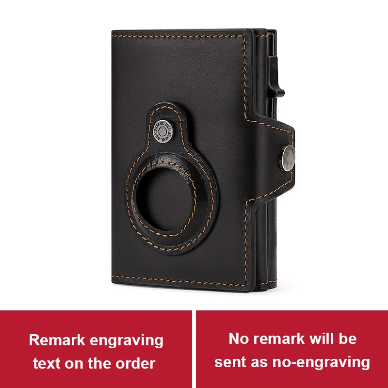 HUMERPAUL Wallet for Apple Airtage RFID Blocking Card Holder Business Aluminum Pop Up Slide Cardholder Case with Zip