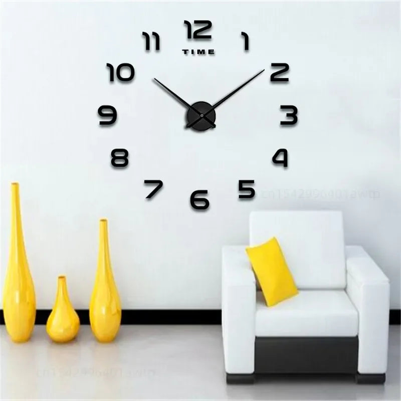 2023 Modern Design Large Wall Clock 3D DIY Quartz Clocks Fashion Watches Acrylic Mirror Stickers Living Room Home Decor