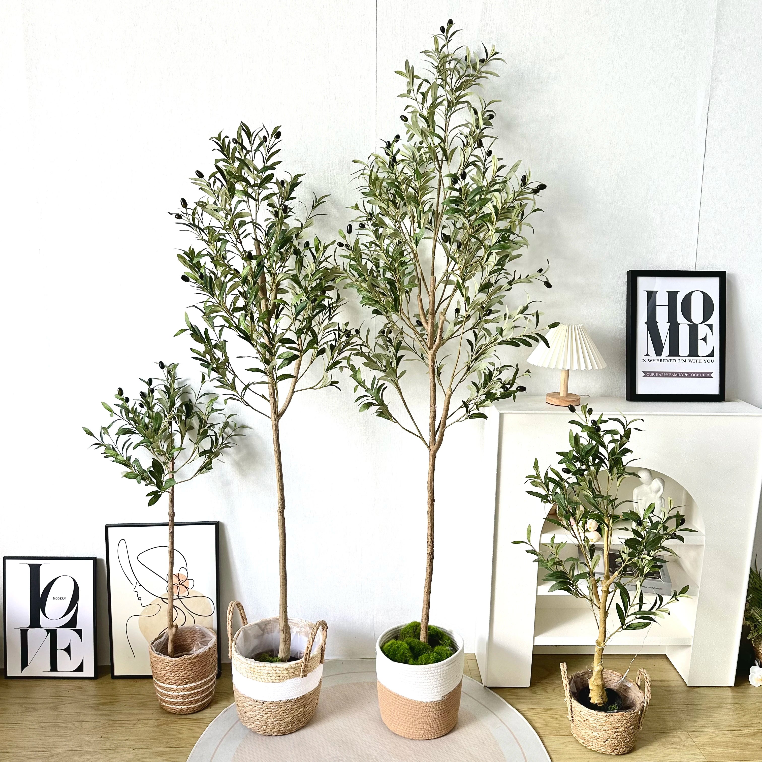 65-200CM Artificial Olive Plant tree High Branches Faux plant Plastic Leaf Ornamental indoor Artificial Plant for Home
