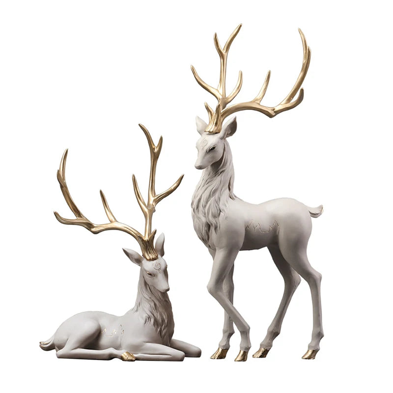 35cm High End Deer Statue Reindeer Figurines Resin ELK Sculpture For Living Room Luxury Home Decoration Nordic Tabletop