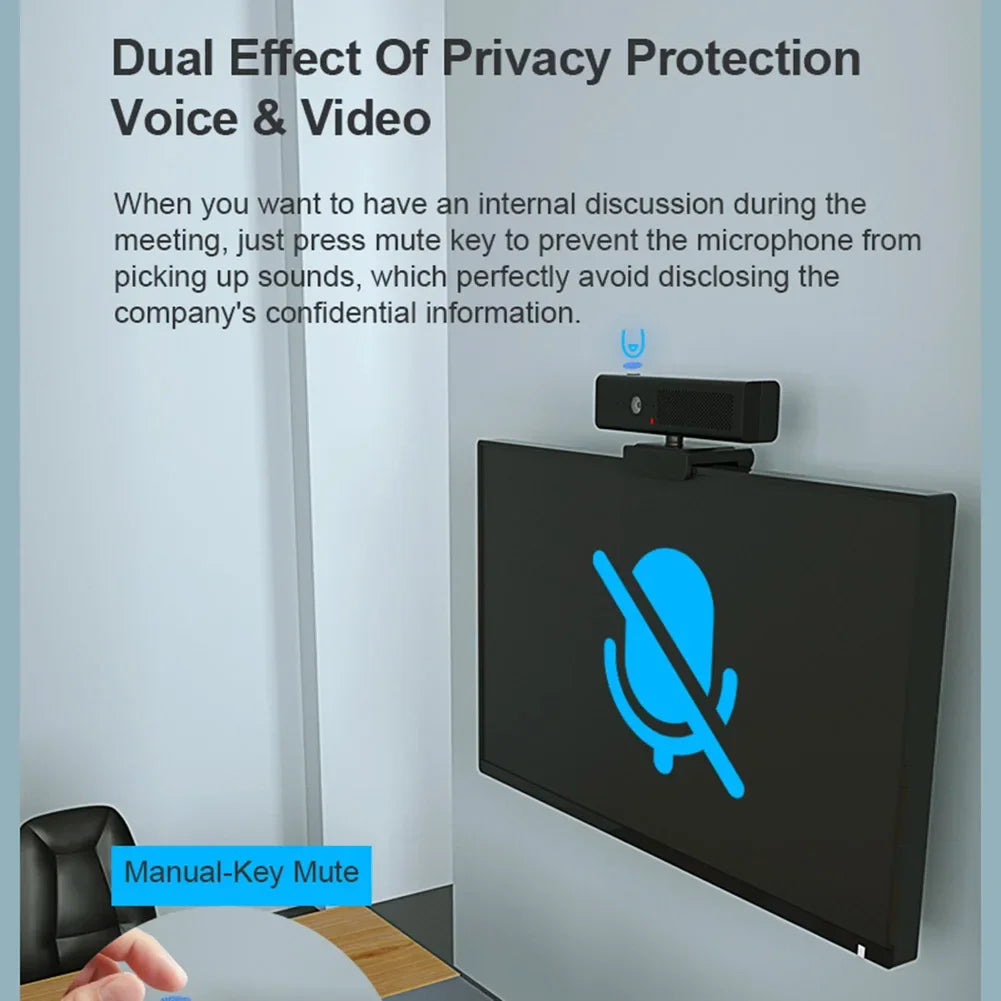 1080P FHD Web Camera 3 in 1 30fps Conference Computer Webcam with Speaker Microphone Web Cam Noise Cancelling for Live