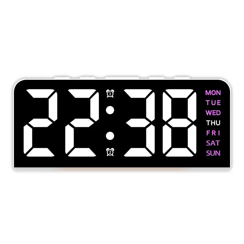 7’’ LED Digital Alarm Clock Table Clock Three-Level Adjustable Brightness Dimmer/Dual Alarm/Temp/Date/Night Light