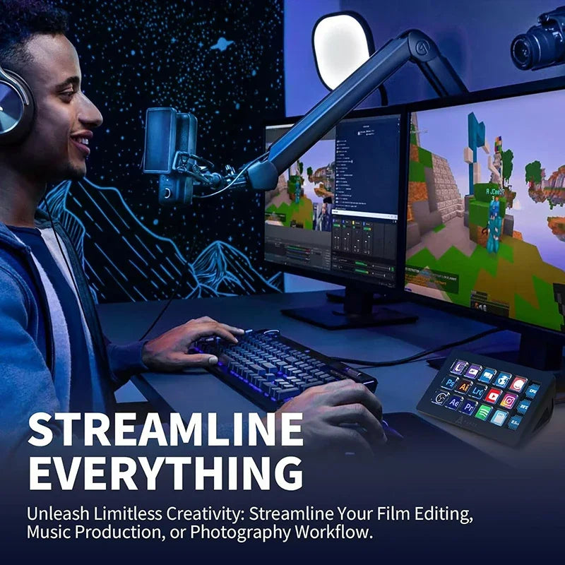 AJAZZ AKP153E Multifunctional Console Panel Desktop Assistente 15 Macro Keys Trigger Actions Custom Keyboard