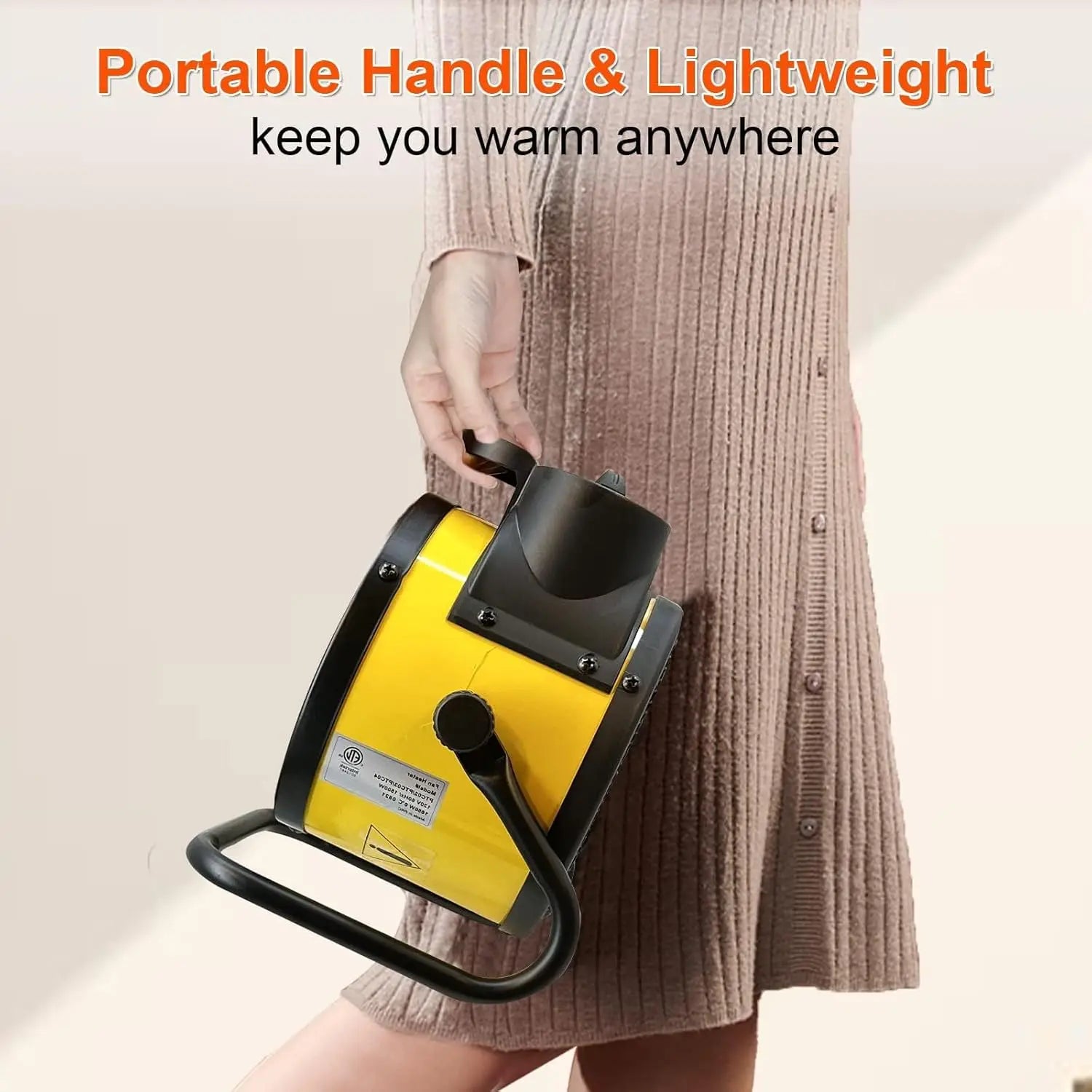 Electric Patio Heater - PTC Ceramic Space Heater Adjustable Thermostat Portable for Garage Greenhouse Office - United