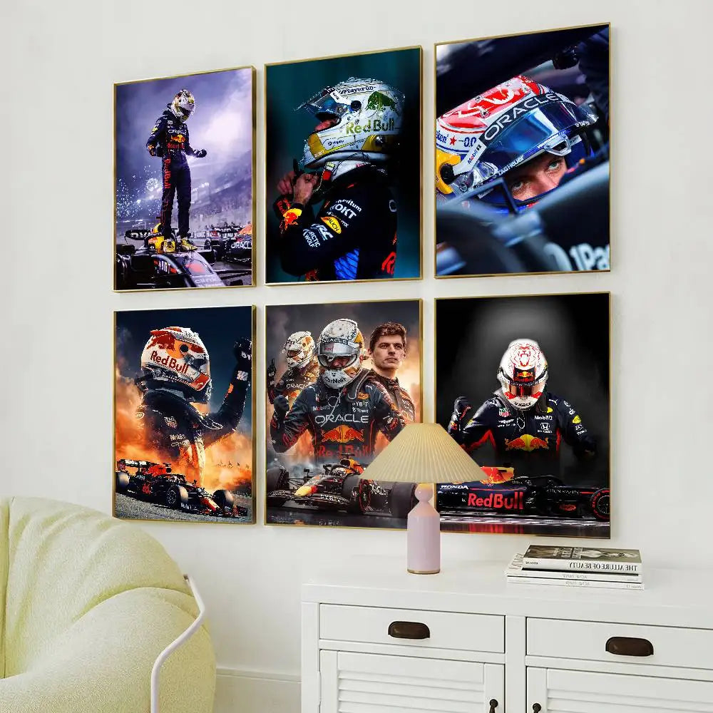 F1 Racer M-Max V-Verstappen Poster Self Adhesive Painting Living Room Office Decoration Bedroom Home Wall Sticker Prints