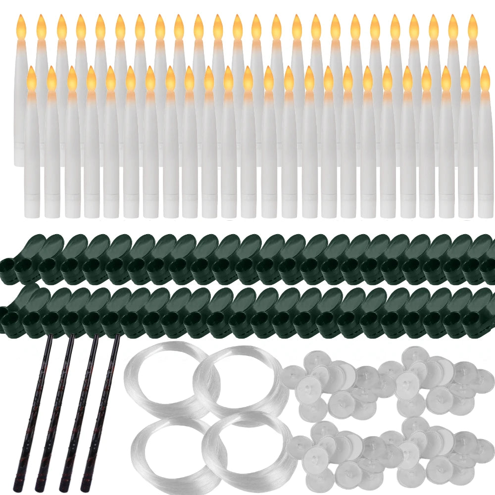 Flameless LED Taper Candles Christmas Tree Electric Candle Lights Mini Taper Clip-On Candles with Remote Timer