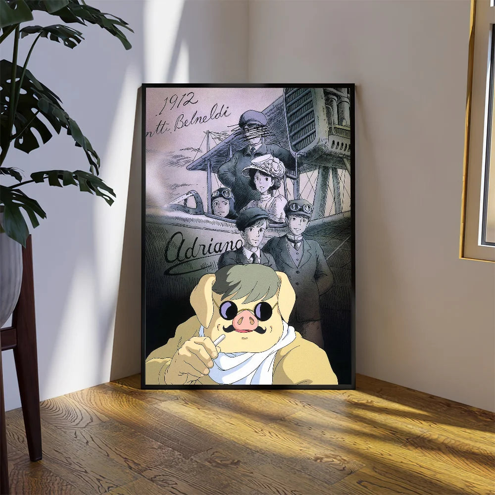 Cartoon P-Porco R-Rosso Poster Prints Wall Sticker Bedroom Living Home Room Office Decoration Painting Self Adhesive