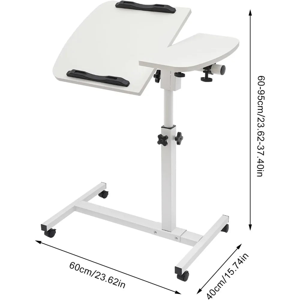 Adjustable Rolling Laptop Table Small Standing Desk Adjustable Height with Wheels Mobile Laptop Stand Portable Stand Up