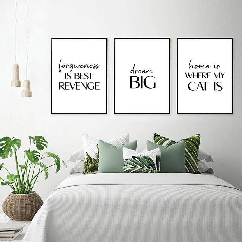 Nordic Inspirational Quotes Posters Modern Cursive Verse Wall Art Canvas Paintings Mural Decor for Living Room Office