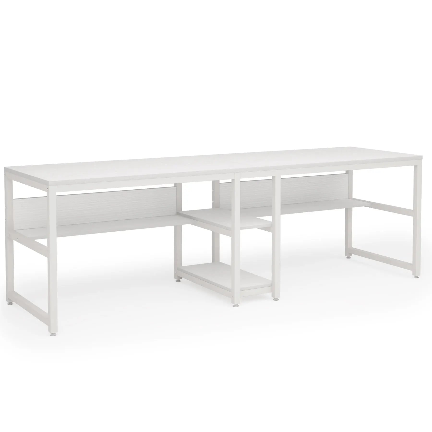 Tribesigns Two Person Desk with Bookshelf 78.7 Computer Office Double Desk for Two Person Rustic Writing Desk