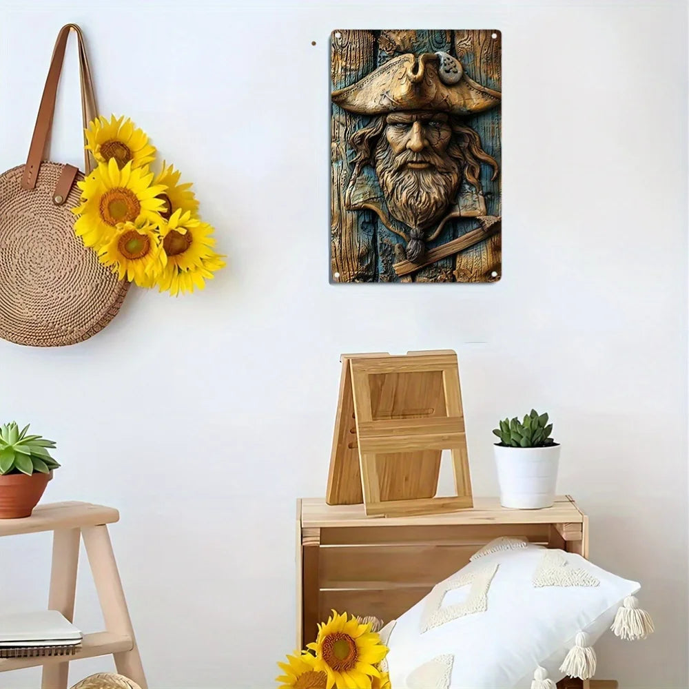 Pirate Captain Themed Sign Wall Art Plaque Design Durable Display for Home Office and Store Decoration High Bend