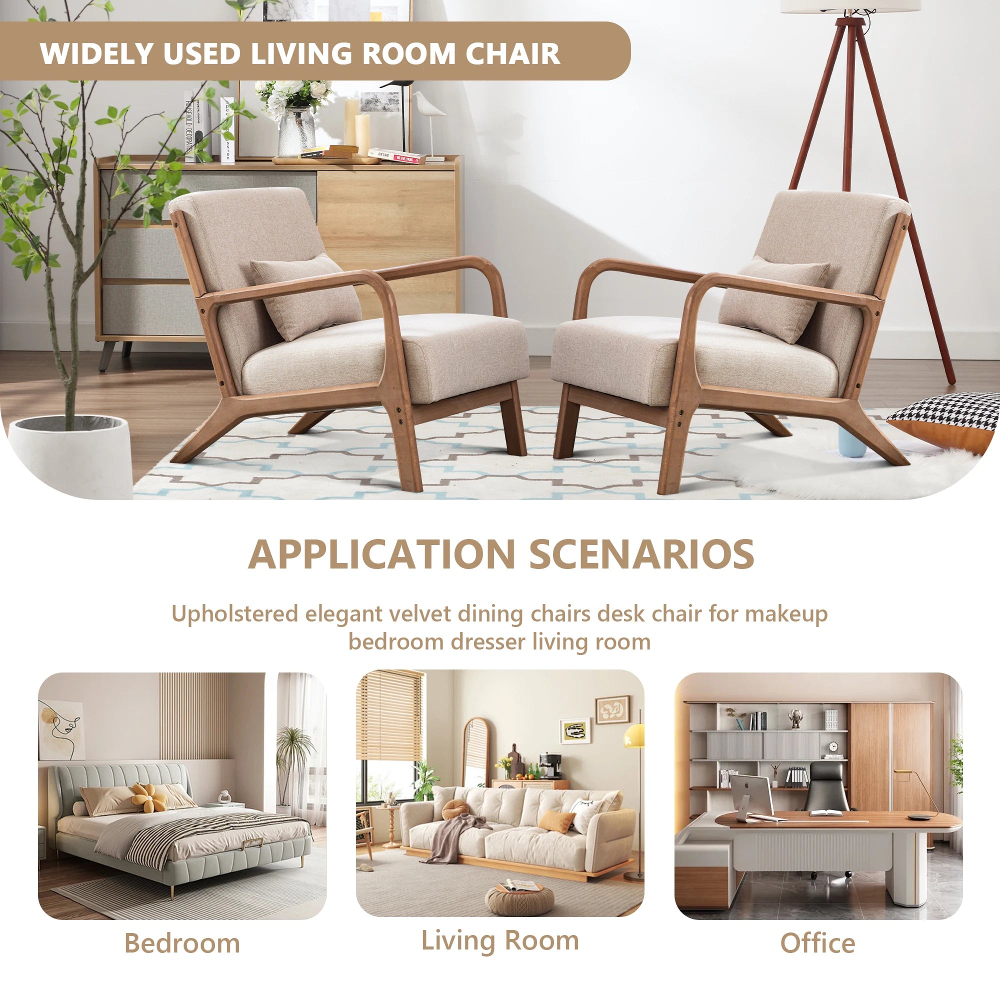 29*33*26 Inch Solid Color Solid Wood Living Room Chair 105° Backrest Non-Slip Casual Bedroom Chair With Pillow - grey