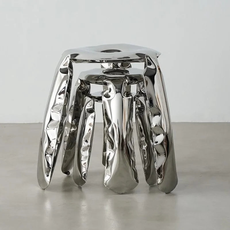 Metal Stainless Steel Ottomans Low Shoe Changing Stools Nordic Living Room Multifunctional Small Footrest Portable