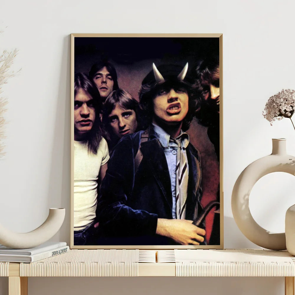 Band ACDC Music Poster Self Adhesive Painting Living Room Office Decoration Bedroom Home Wall Sticker Prints - z5