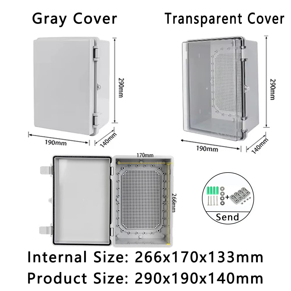 IP66 Waterproof Plastic Box ABS Wire Junction Box Gray/Transparent Cover Enclosure Outdoor Electronic Engineering