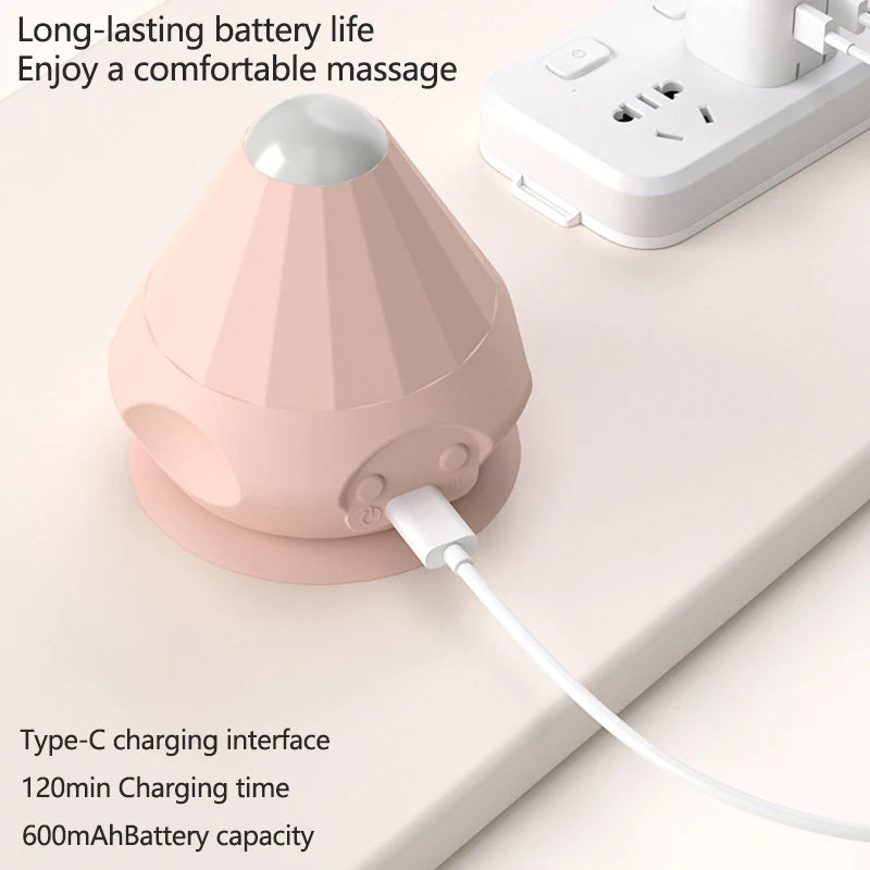 Silicone Massager Ball Type-C Rechargeable Vibrating Massage Ball Fitness Muscle Waist Back Relaxation Massager - Pink