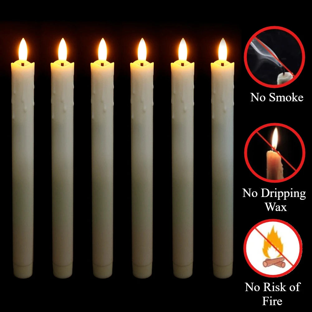 LED Flameless Taper Candles Lights Timer Remote 3D Wick Christmas Simulation Candles Window Candles Long Electric