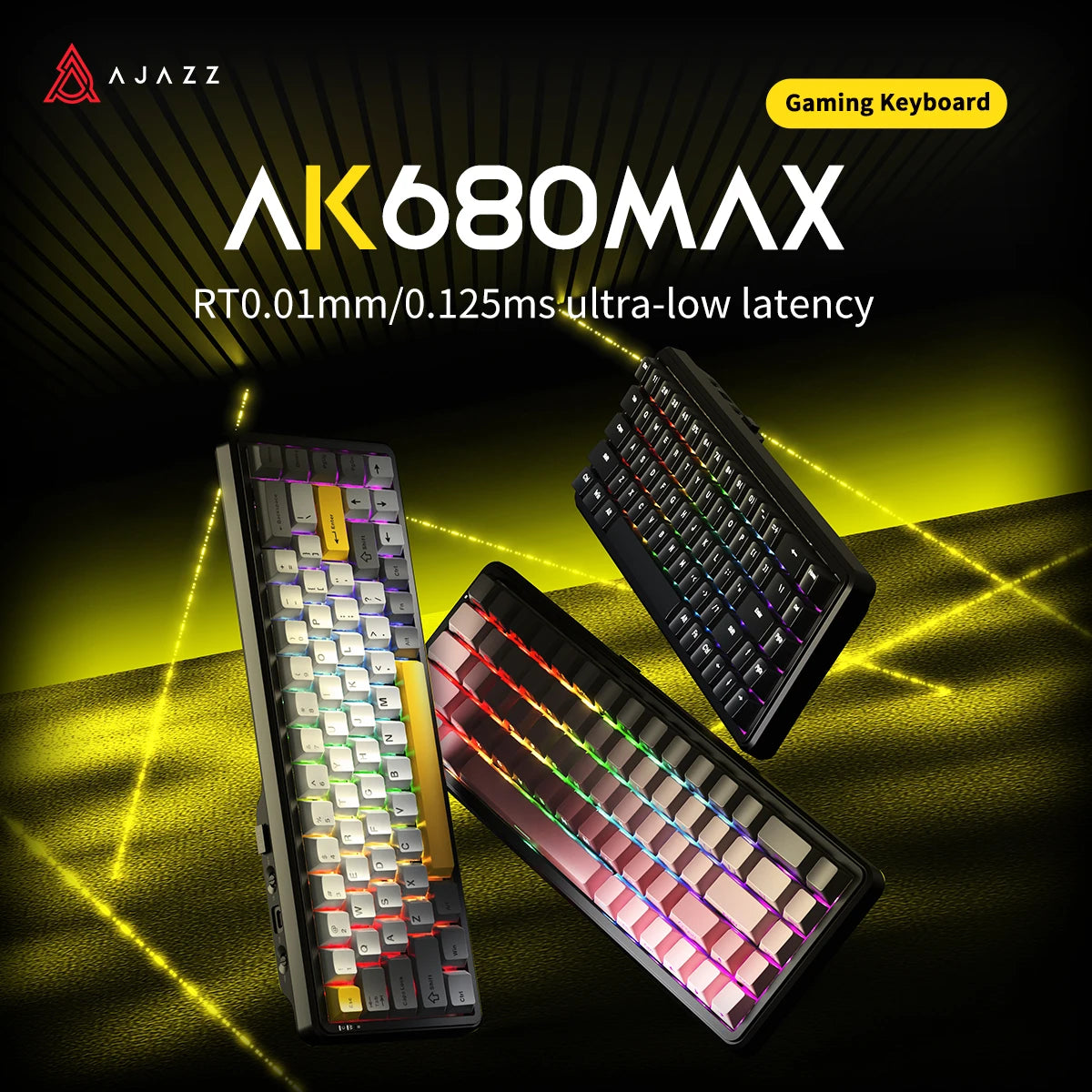 AJAZZ AK680MAX-Hall gaming magnetic Switch-wireless mechanical keyboard supports wired 8K refresh rate-RGB-DIY - Desktop