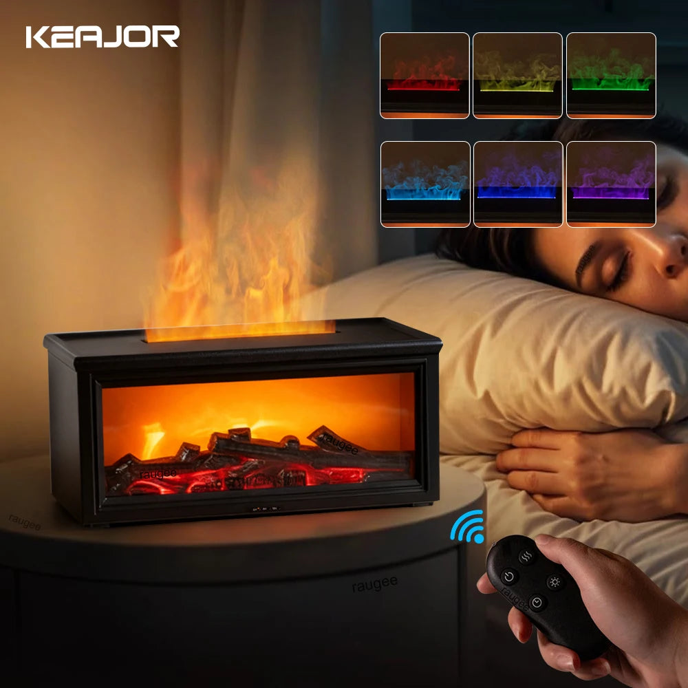 Aroma Air Humidifier Flame Fireplace Essential Oil Diffuser Desktop USB Cool Mist Maker Ultrasonic Aroma Diffuser