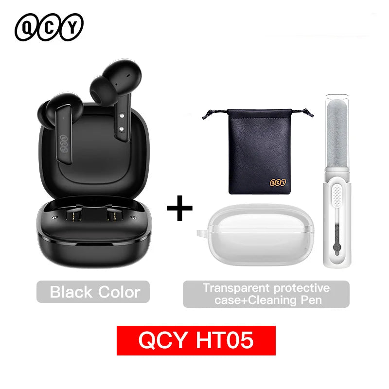 QCY HT05 ANC Wireless Earphone 40dB Noise Cancelling Bluetooth 5.2 Headphone 6 Mic ENC HD Call TWS Earbuds Transparency